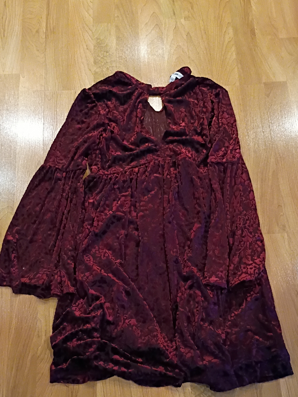William Rast Burgundy Velvet Long-Sleeve Keyhole Dress